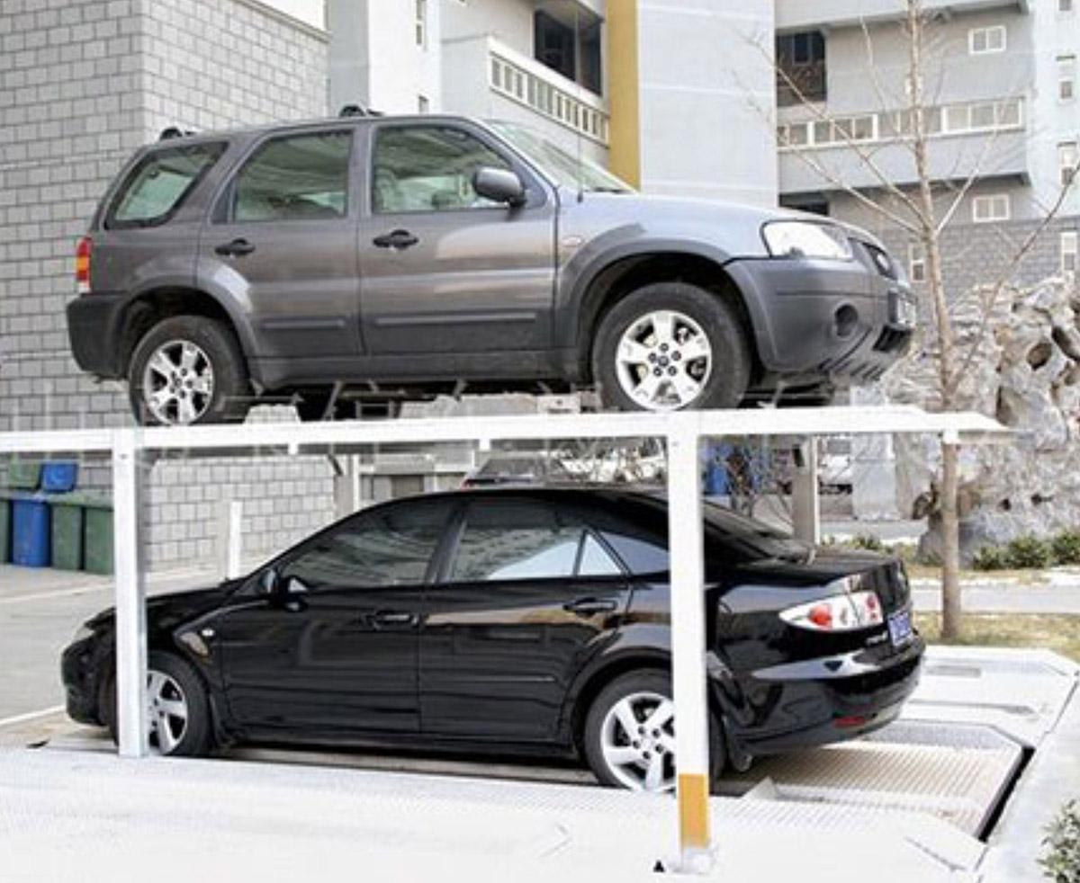 智慧停车地坑式简易升降两层立体停车设备
